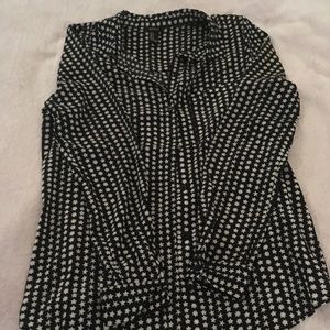 Silky black blouse with white stars